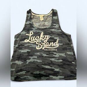 Lucky Brand Women’s Camo Graphic Logo Tank Top Size XXL